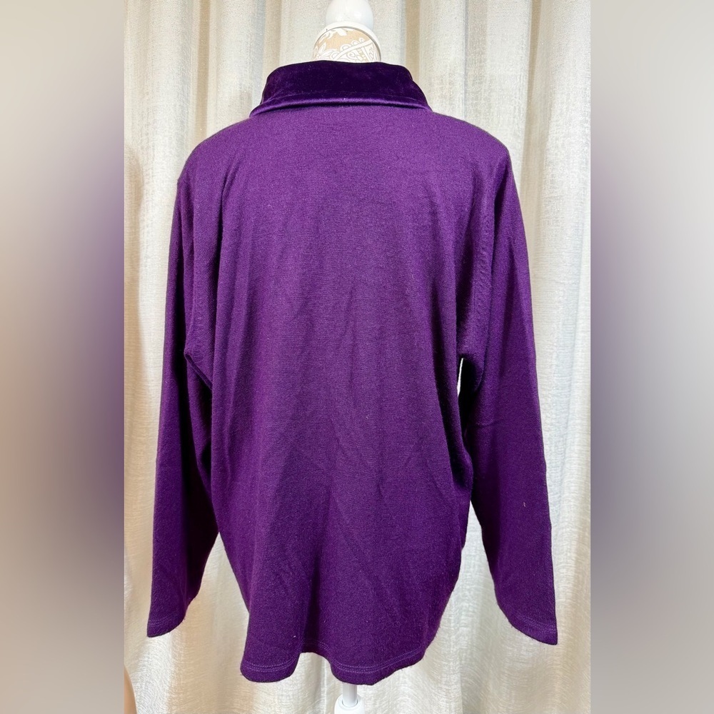 Fashion Bug Purple Velvet Collar Button Front Sweater Size 22/24 Vintage Knit - Picture 4 of 5